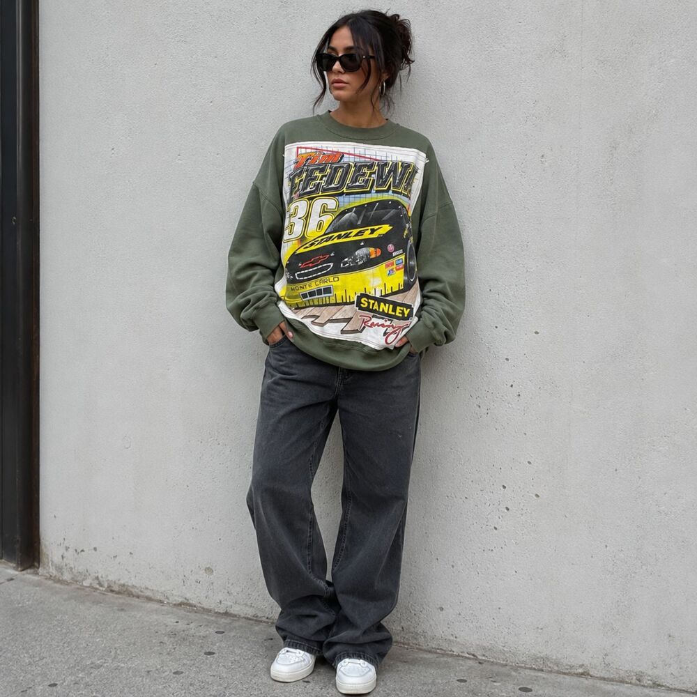 Y2K Vintage Streetwear Racing Car Sporty Retro Style Crewneck Sweater